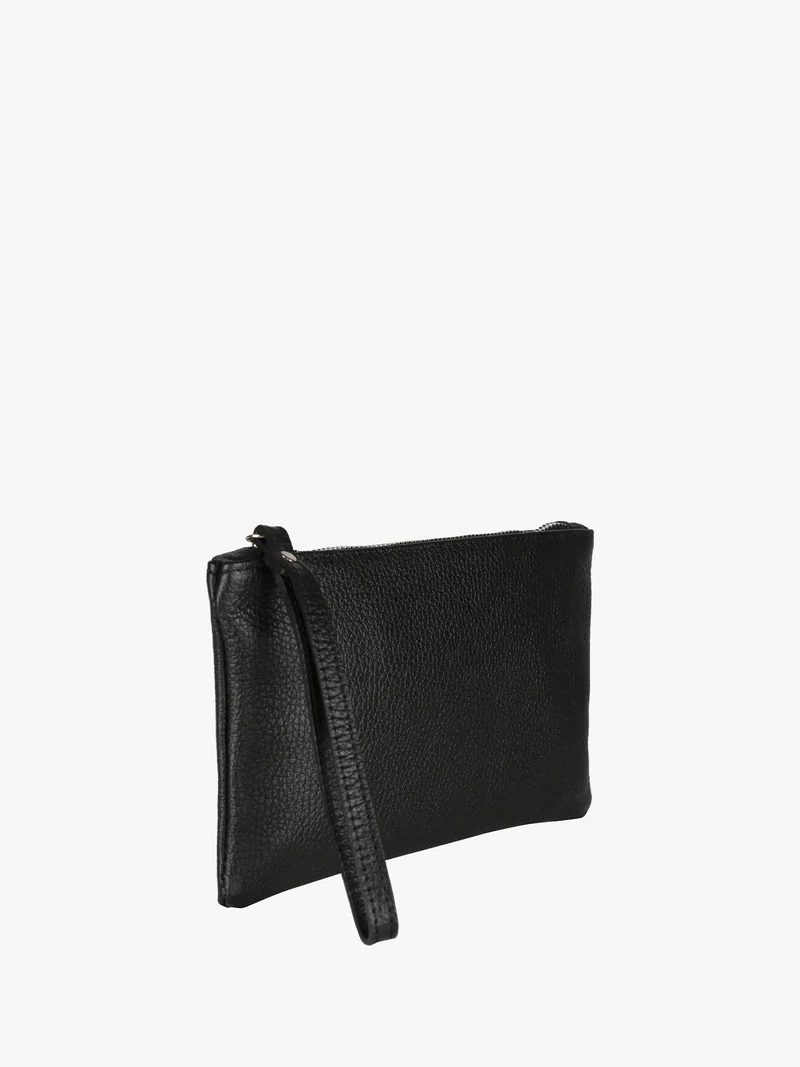 Bustina donna in pelle con polsiera - nero