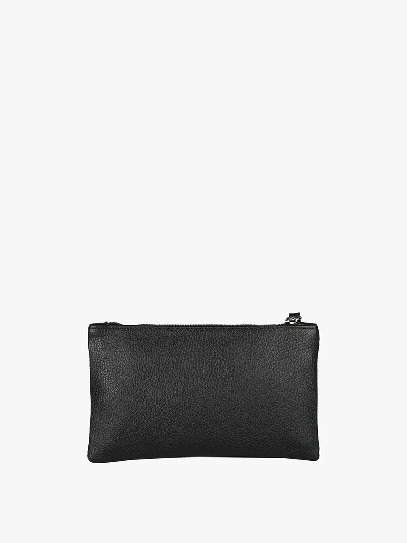 Bustina donna in pelle con polsiera - nero
