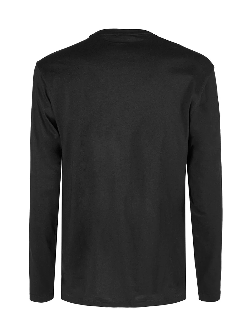 T-shirt girocollo da uomo a maniche lunghe - nero