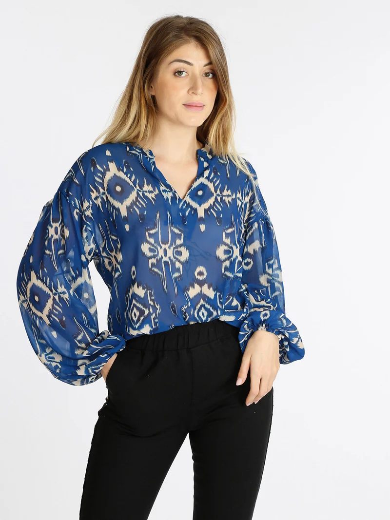 Blusa da donna con maniche ampie - blu