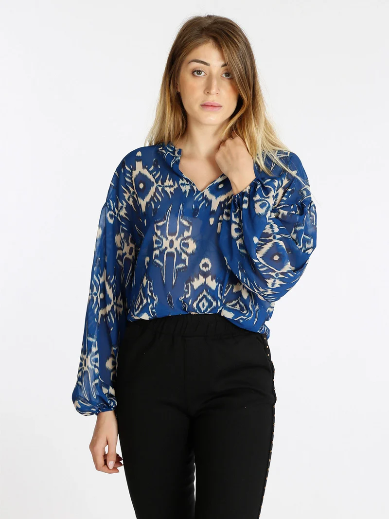 Blusa da donna con maniche ampie - blu