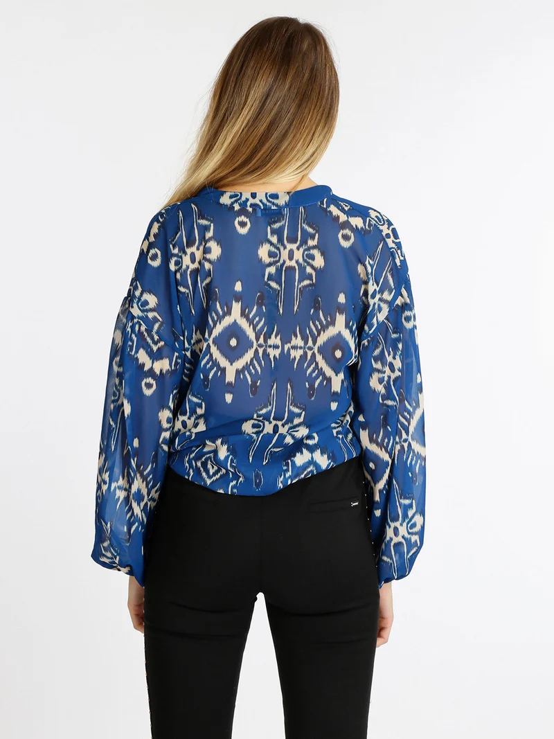 Blusa da donna con maniche ampie - blu