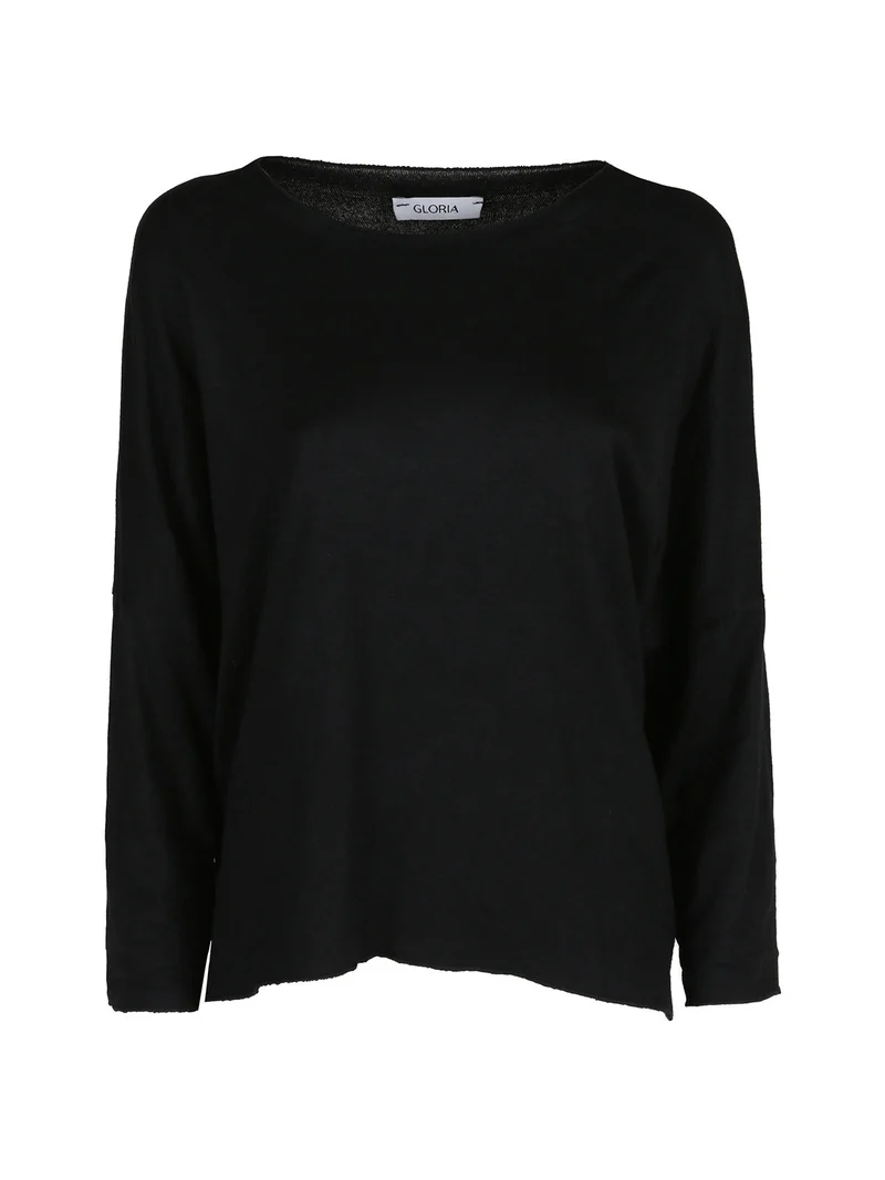 Maglia donna con maniche a pipistrello - nero