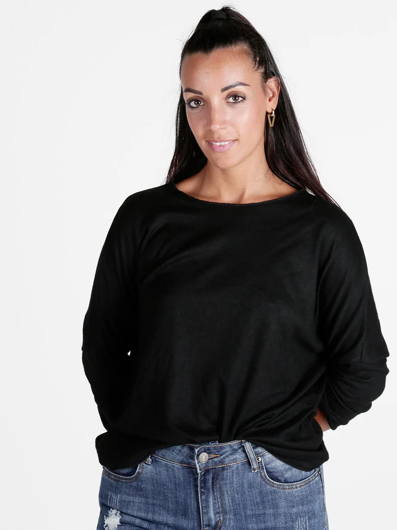 Maglia donna con maniche a pipistrello - nero