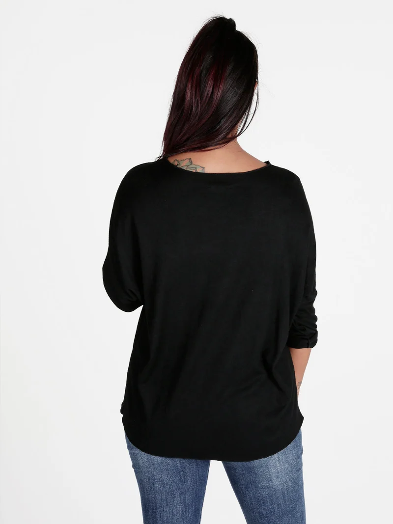 Maglia donna con maniche a pipistrello - nero