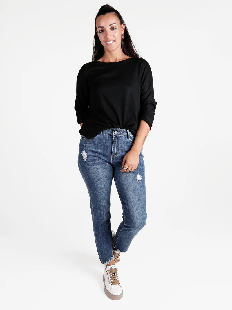 Maglia donna con maniche a pipistrello - nero
