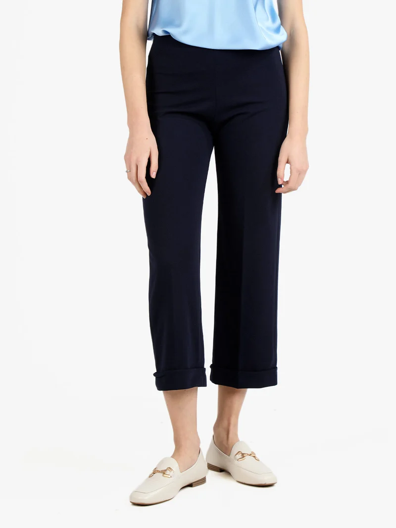 Pantaloni classici donna gamba larga - blu scuro