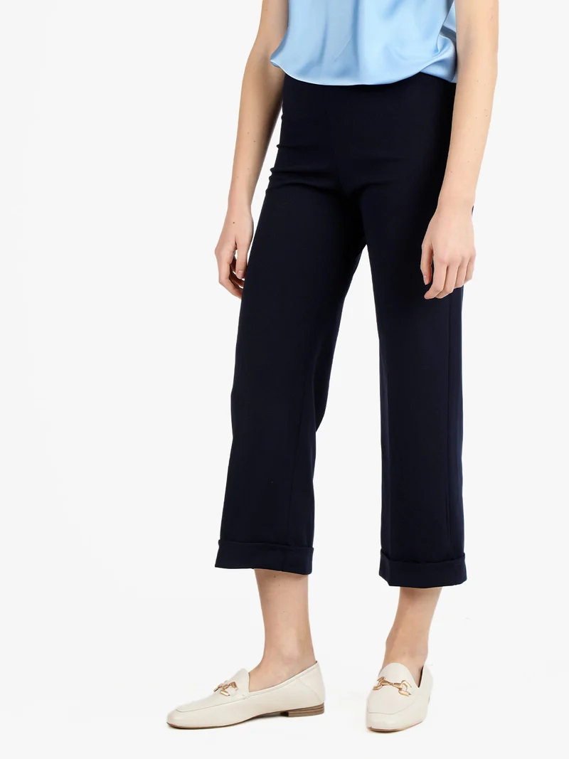 Pantaloni classici donna gamba larga - blu scuro