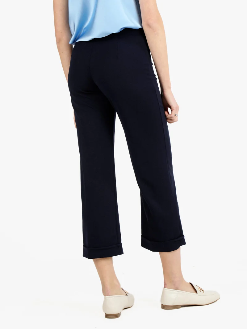 Pantaloni classici donna gamba larga - blu scuro