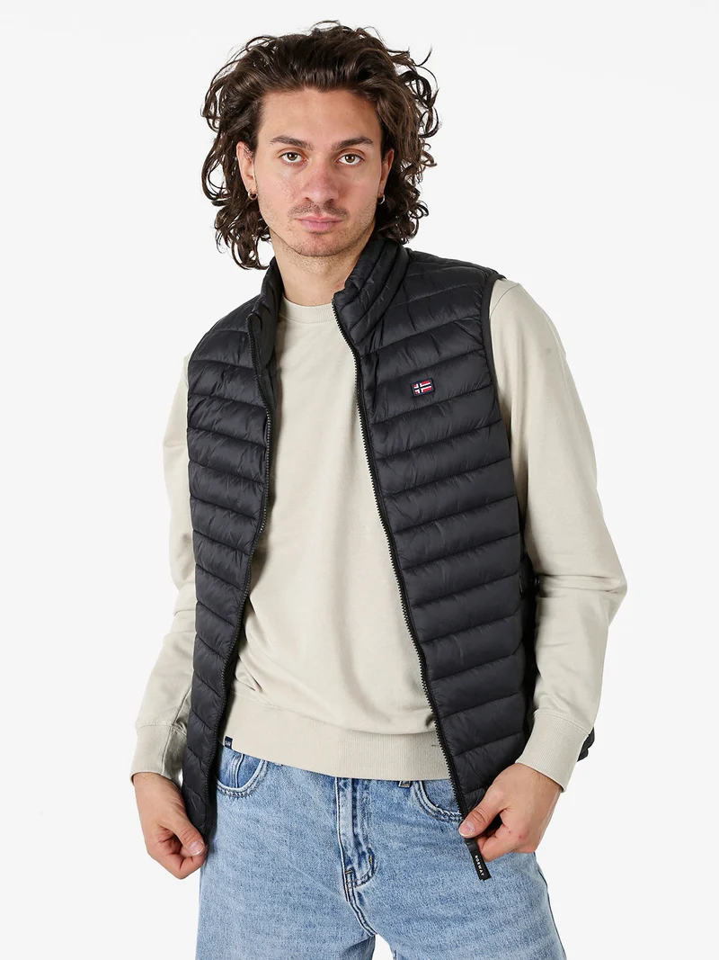 Smanicato imbottito da uomo con zip - nero