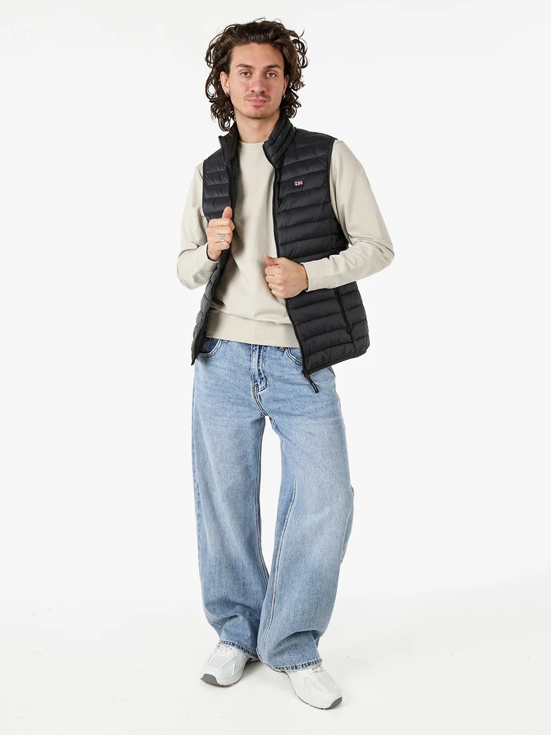 Smanicato imbottito da uomo con zip - nero
