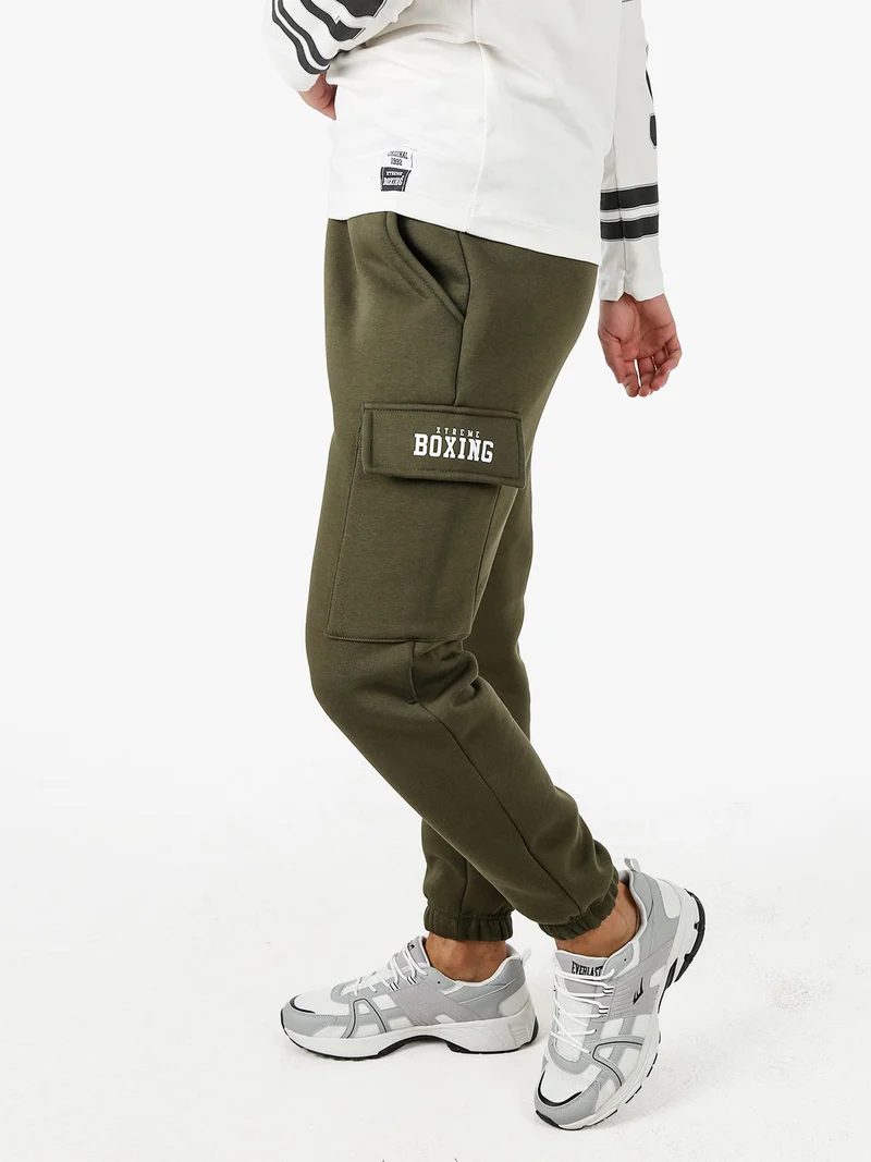 Pantaloni tuta cargo da uomo felpati - militare