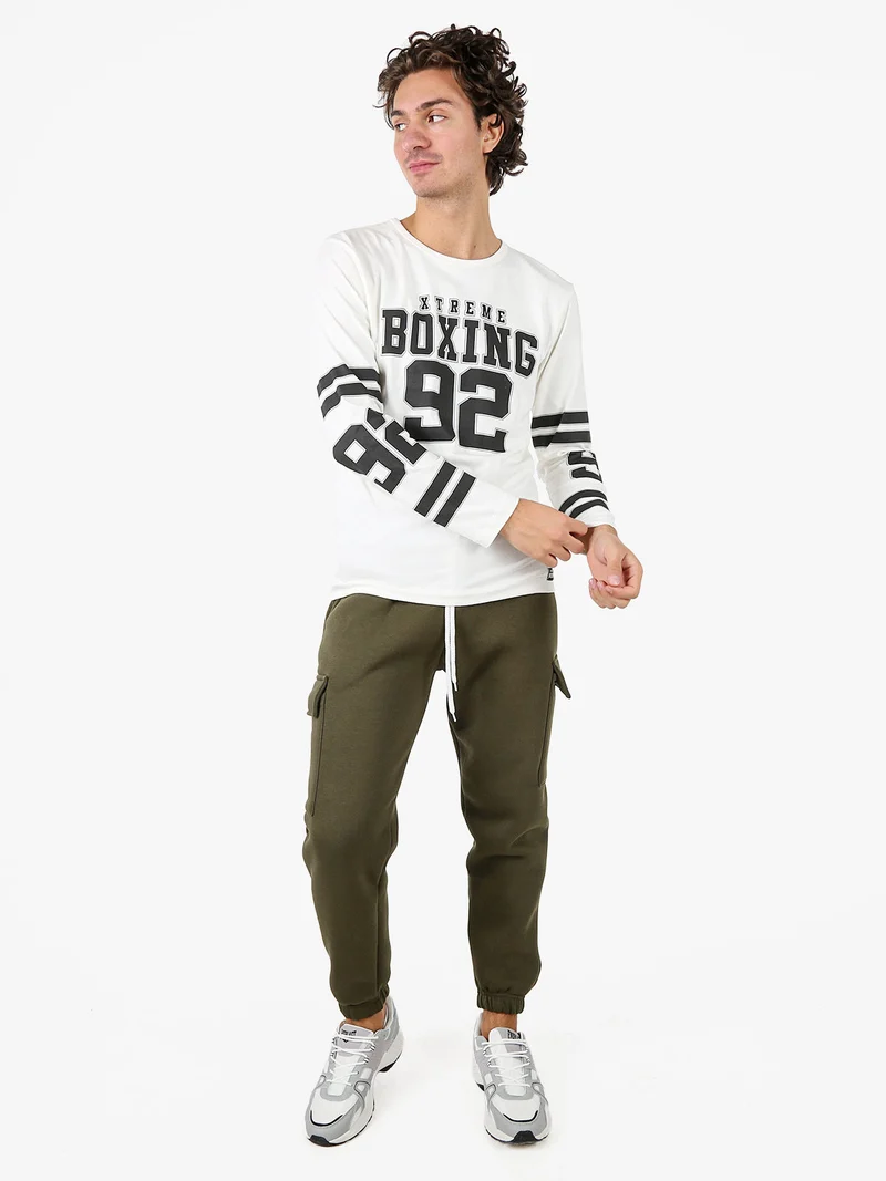 Pantaloni tuta cargo da uomo felpati - militare