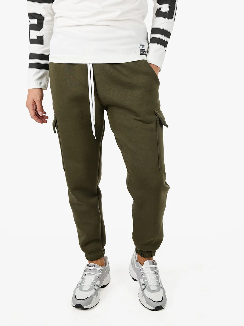 Pantaloni tuta cargo da uomo felpati - militare