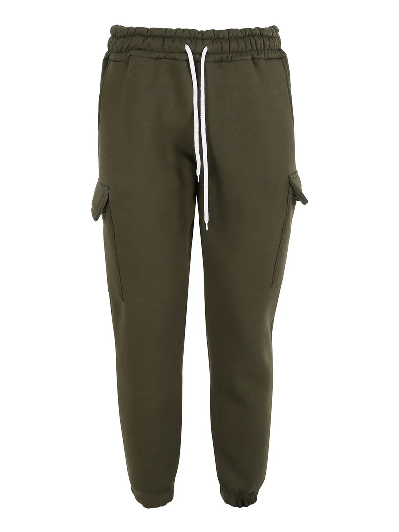 Pantaloni tuta cargo da uomo felpati - militare