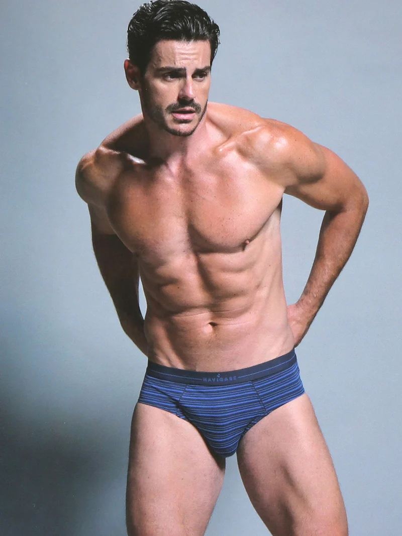 Slip uomo rigati in cotone jersey - blu scuro