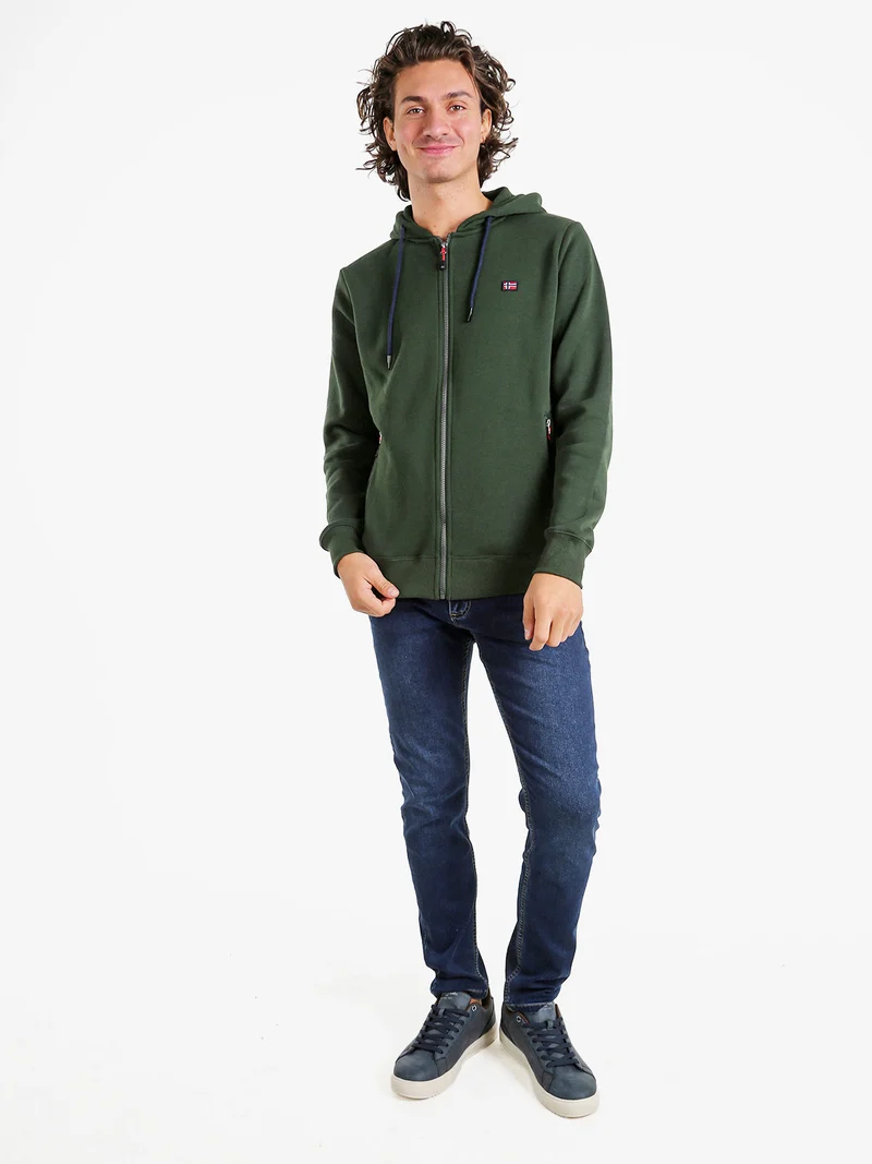 Felpa da uomo con cappuccio e zip - militare