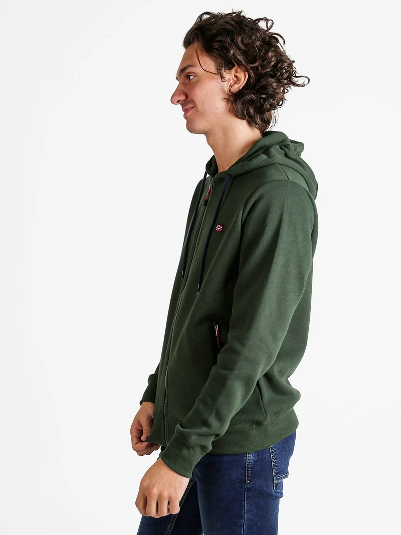 Felpa da uomo con cappuccio e zip - militare
