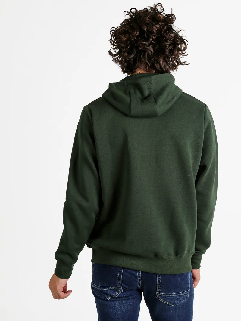 Felpa da uomo con cappuccio e zip - militare