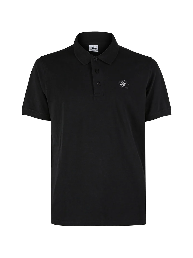 Polo da uomo in cotone a maniche corte - nero