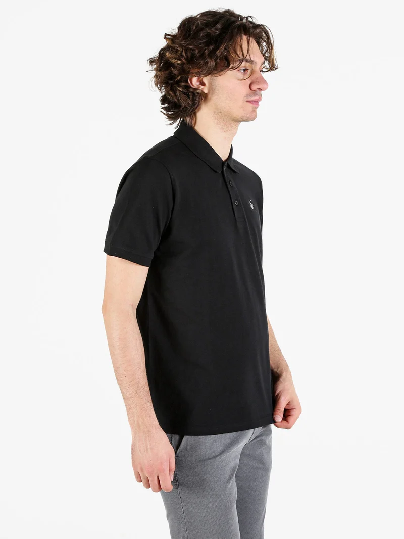 Polo da uomo in cotone a maniche corte - nero