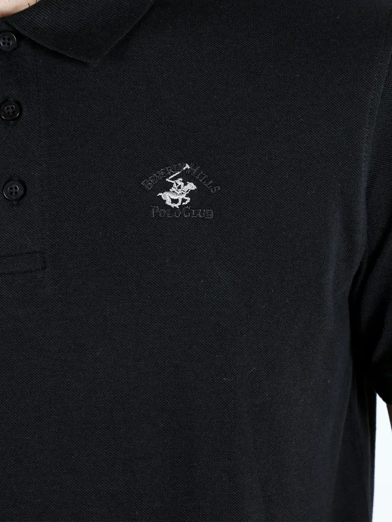 Polo da uomo in cotone a maniche corte - nero
