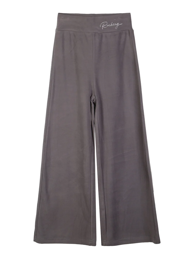 Leggings da bambina effetto ciniglia con finale a zampa - grigio