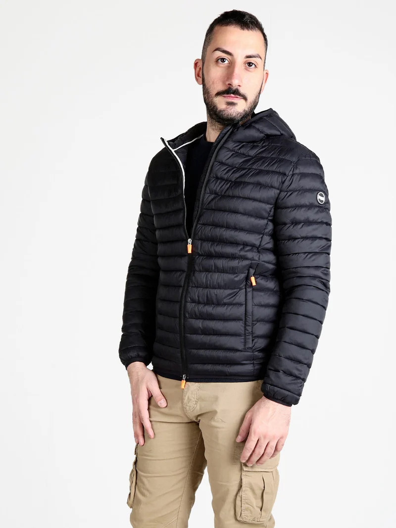 Giubbino da uomo 100 grammi con cappuccio e zip - nero