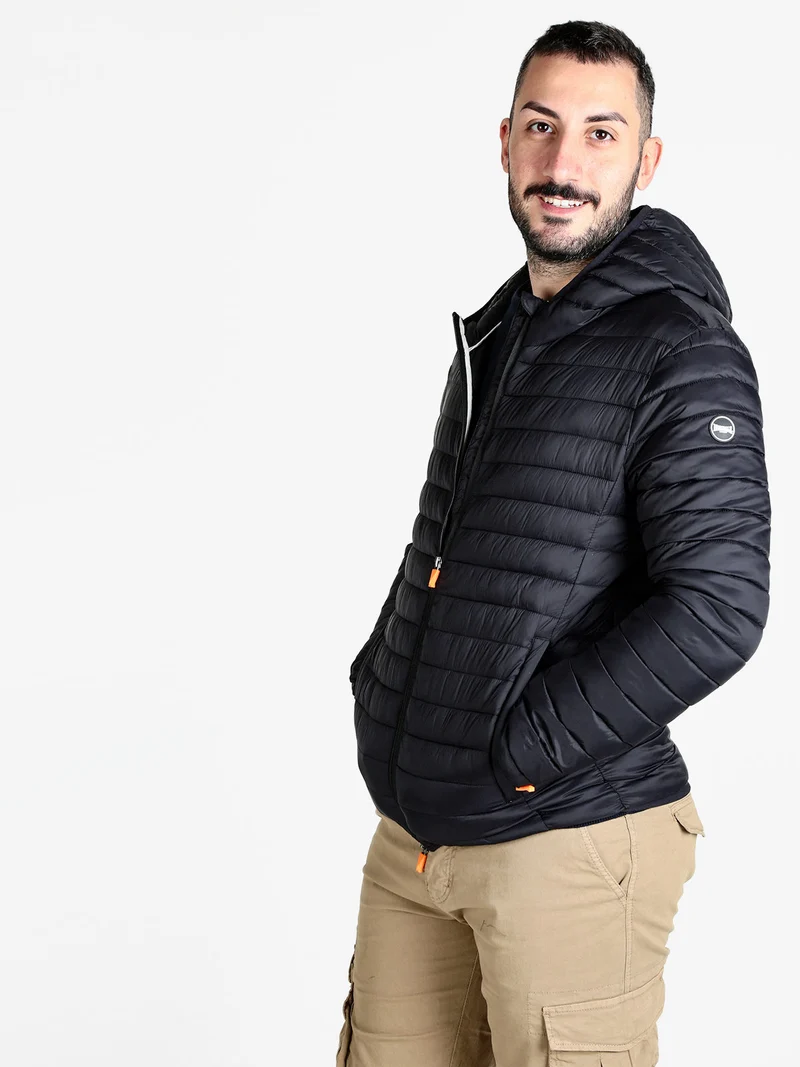 Giubbino da uomo 100 grammi con cappuccio e zip - nero