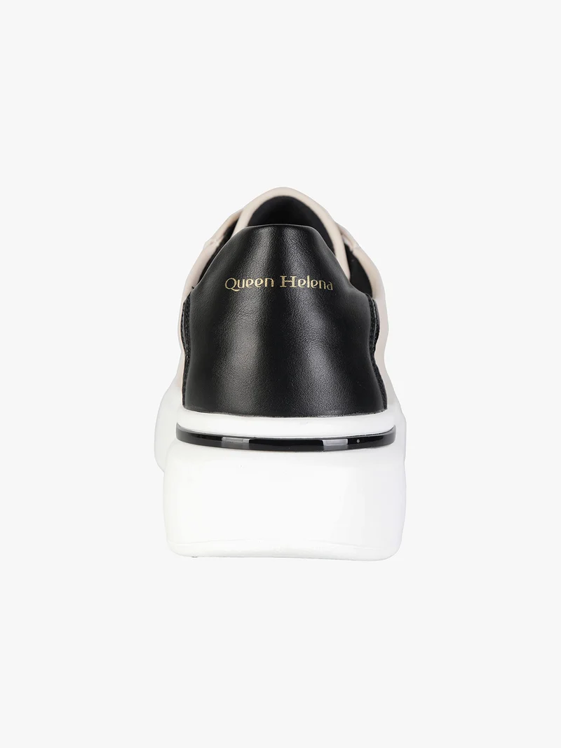 Sneakers donna stringate con suola alta - beige