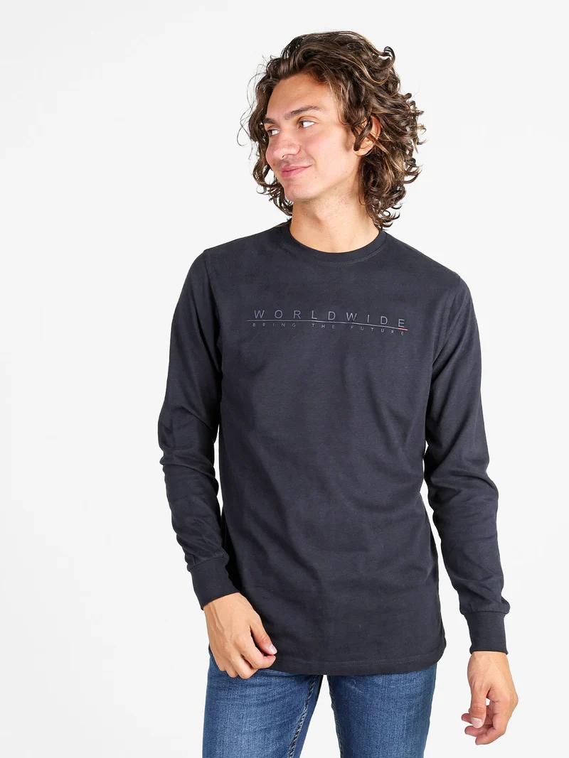 Maglia girocollo da uomo in cotone - blu scuro