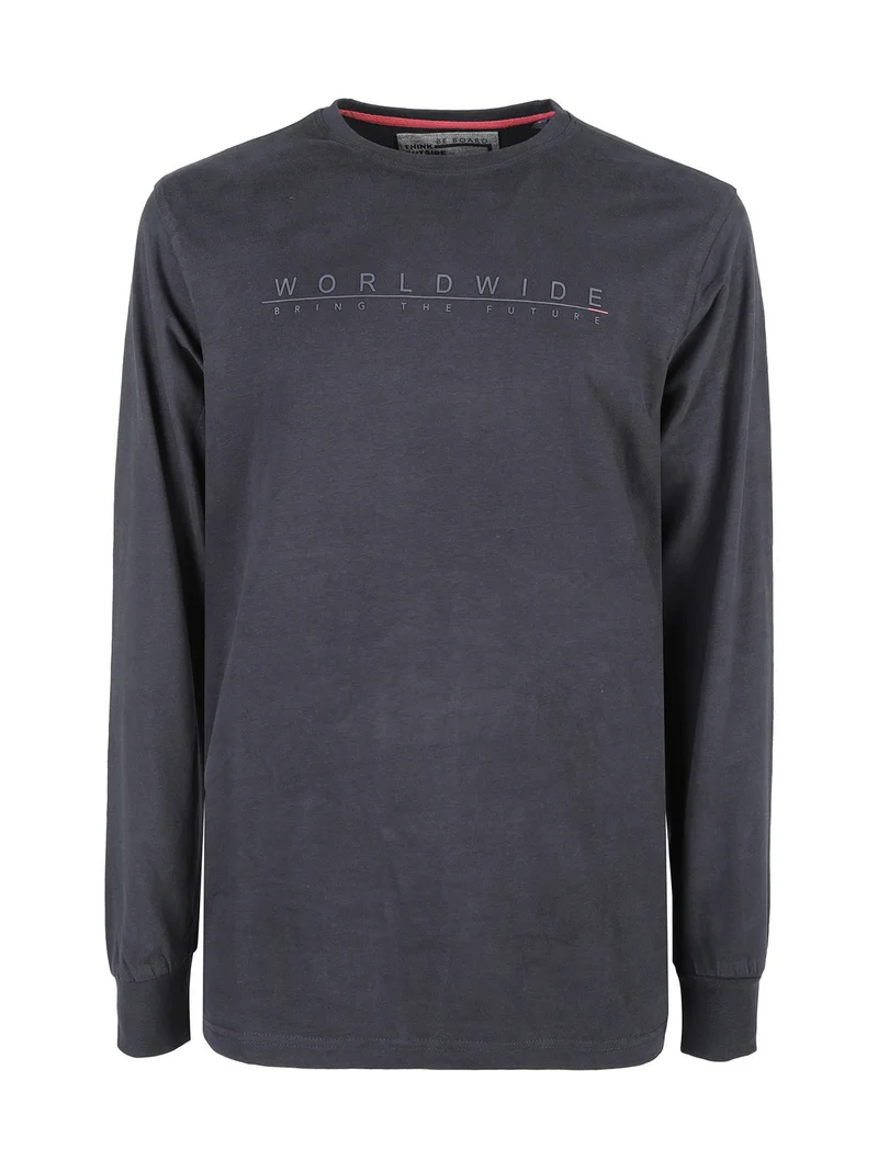 Maglia girocollo da uomo in cotone - blu scuro