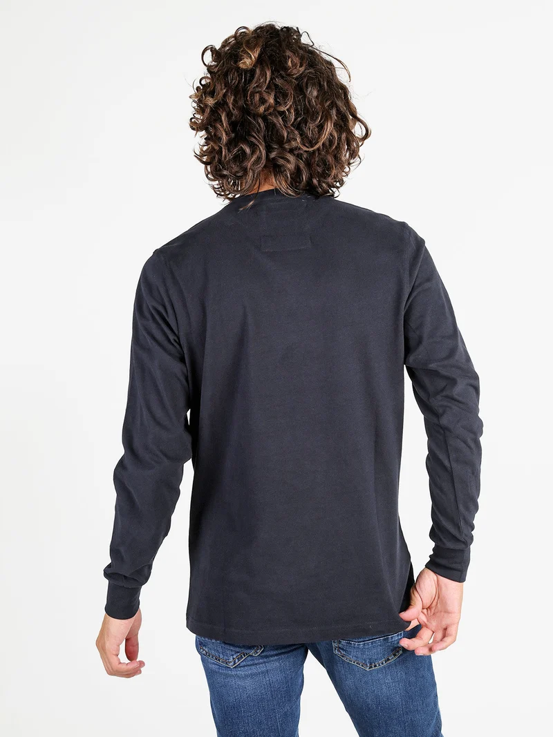 Maglia girocollo da uomo in cotone - blu scuro