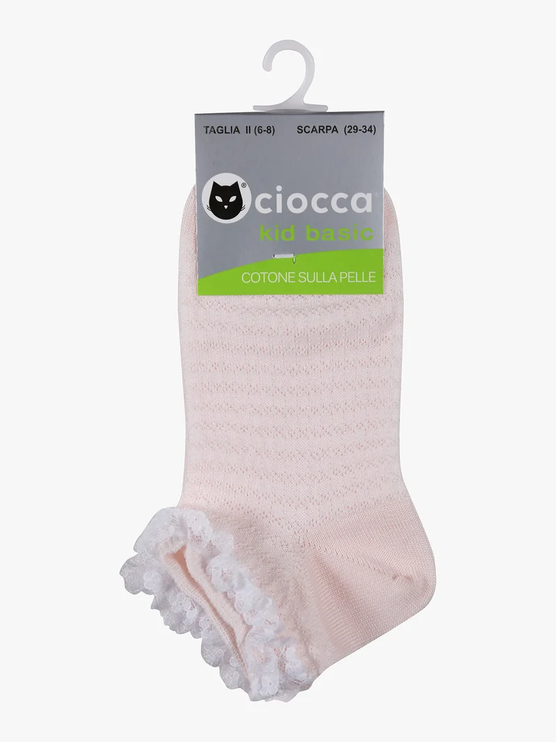 Calze da bambina con pizzo in cotone - rosa