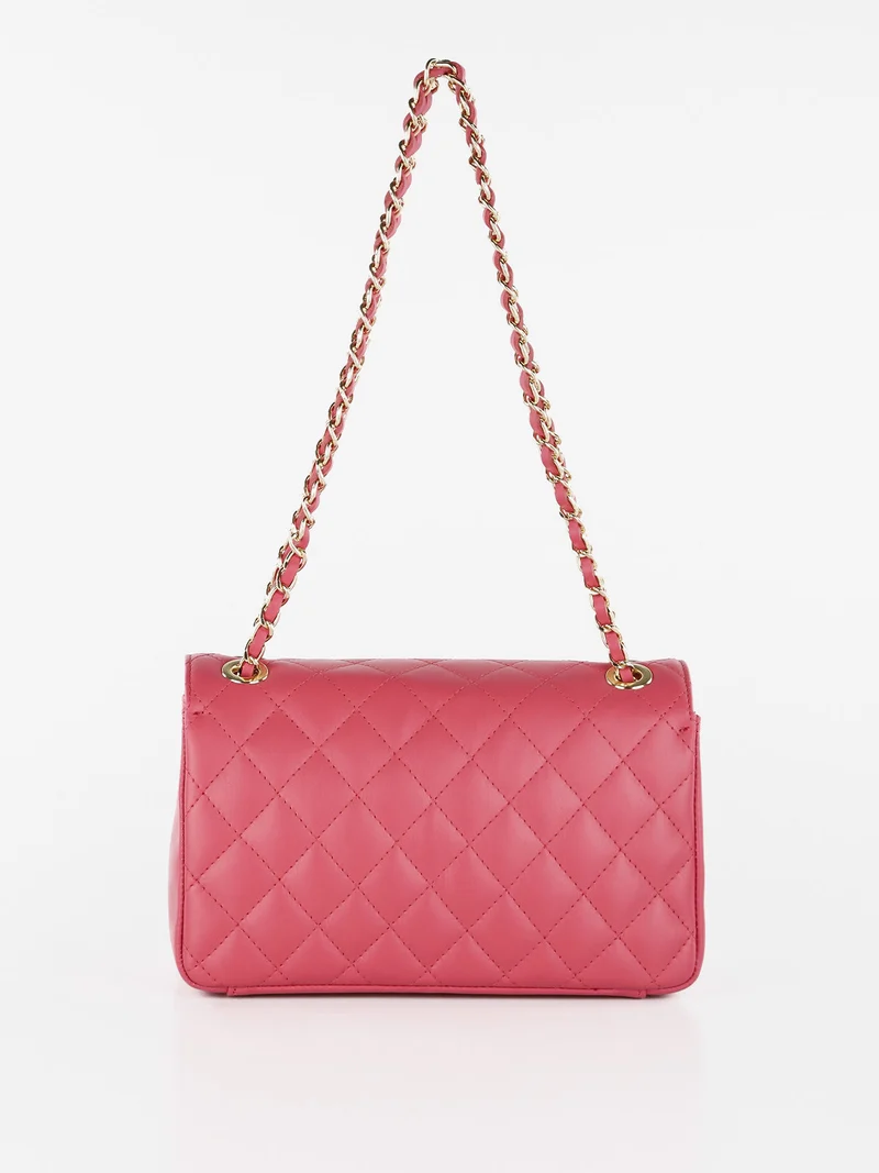 Borsa donna in vera pelle trapuntata - corallo