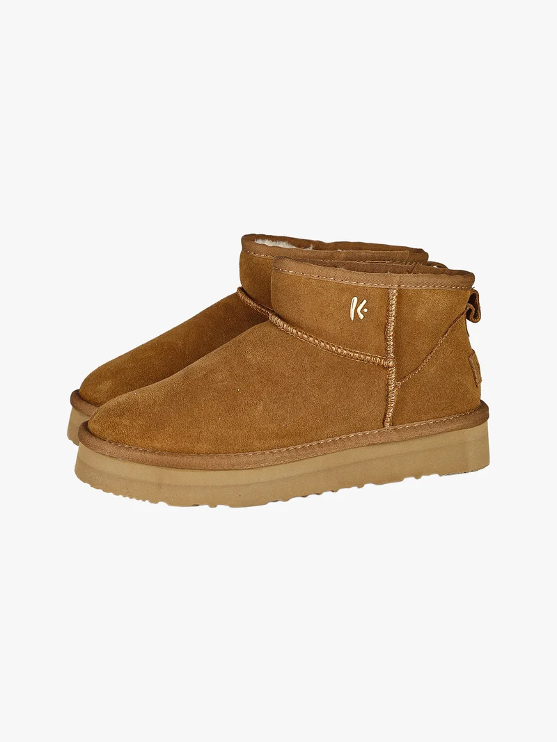 Stivaletti donna in pelle scamosciata con platform - cammello