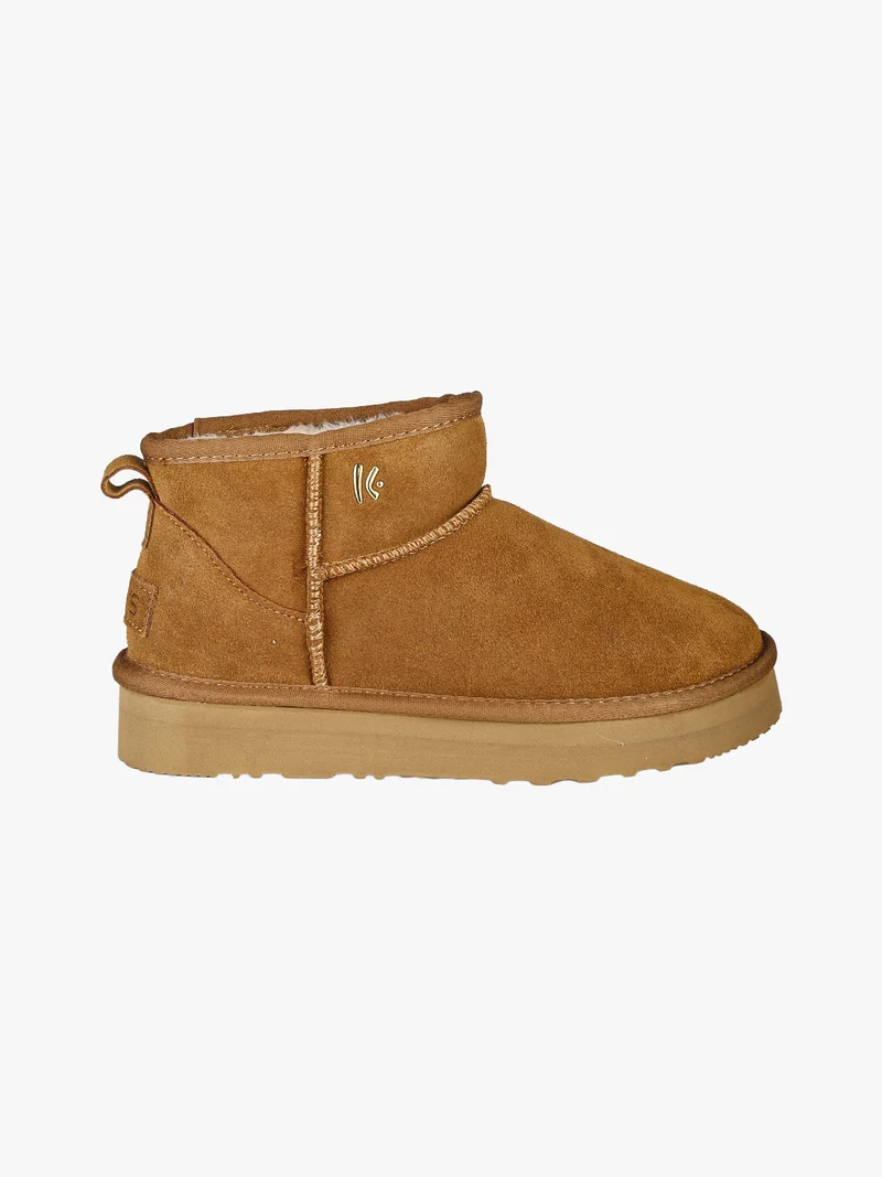 Stivaletti donna in pelle scamosciata con platform - cammello