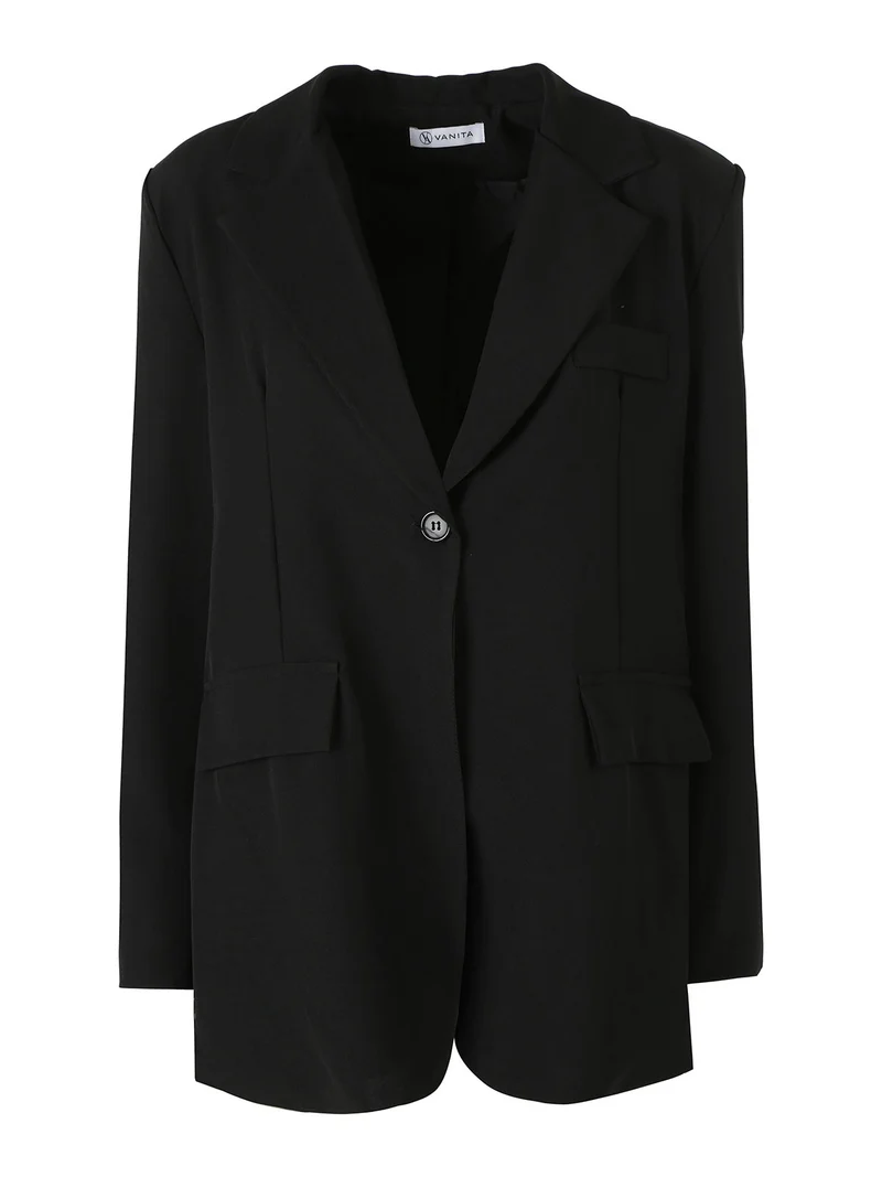Blazer donna oversize con bottone - nero
