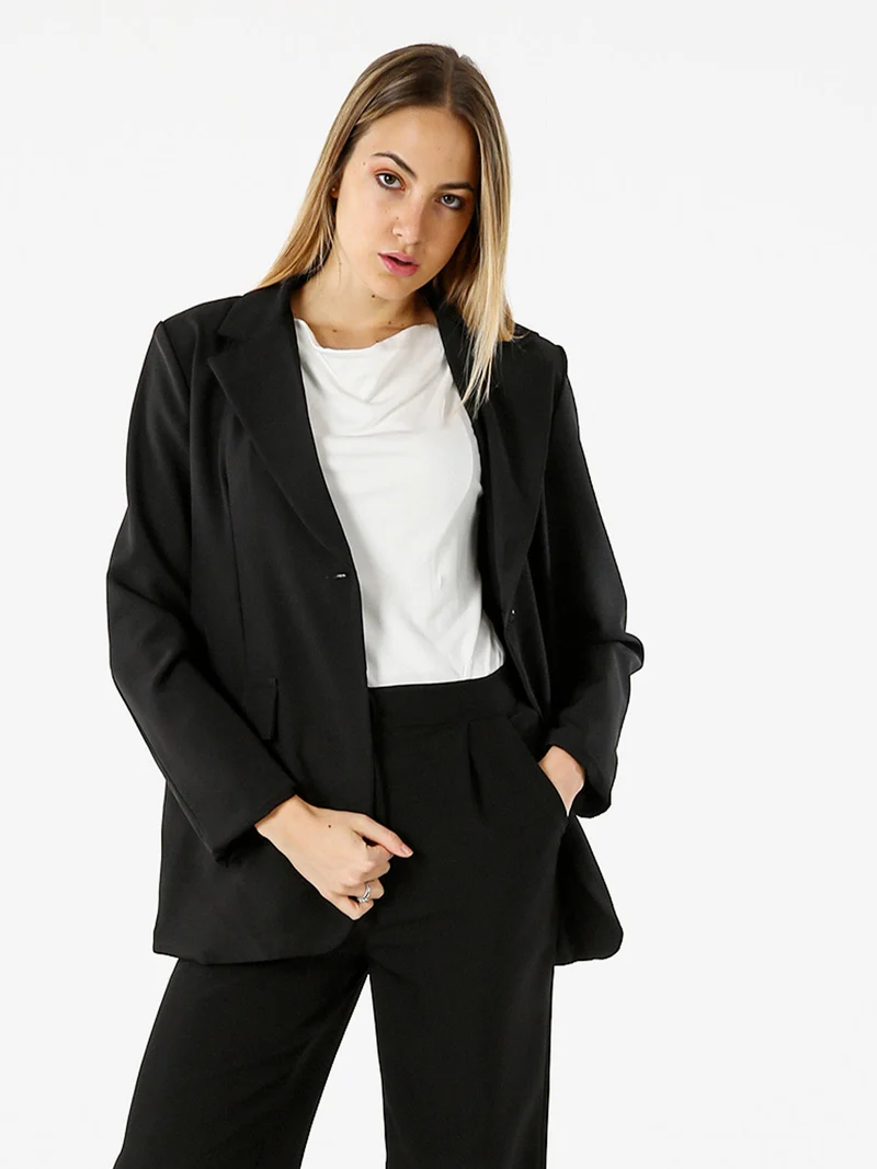 Blazer donna oversize con bottone - nero