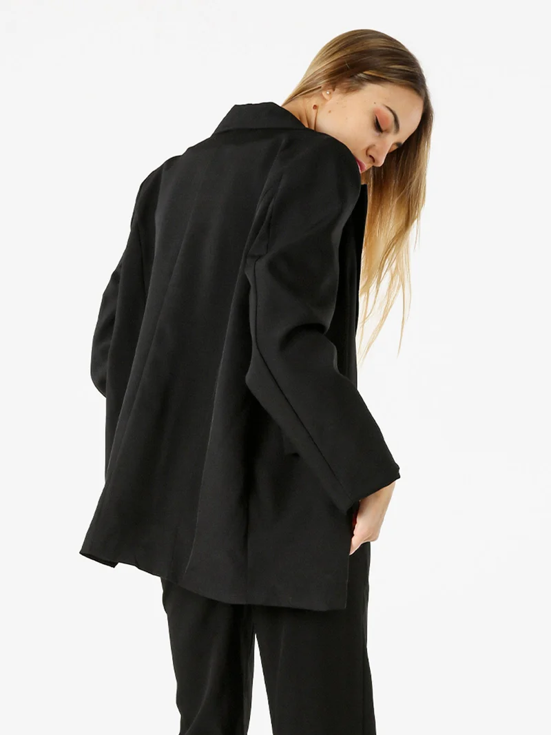 Blazer donna oversize con bottone - nero