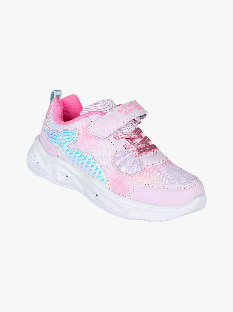 Sneakers da ragazza con luci e cinturino a strappo - rosa