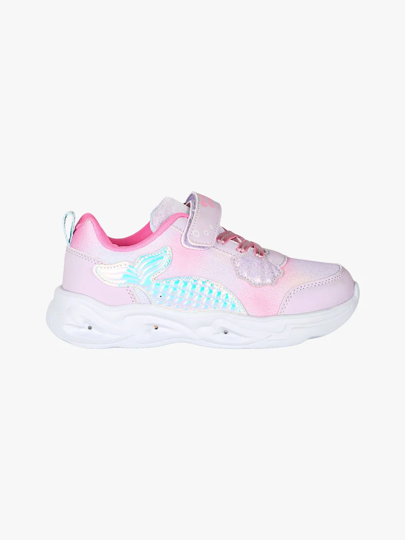 Sneakers da ragazza con luci e cinturino a strappo - rosa