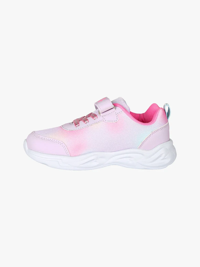 Sneakers da ragazza con luci e cinturino a strappo - rosa