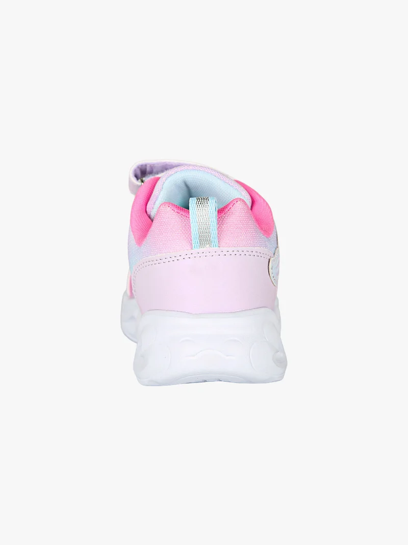 Sneakers da ragazza con luci e cinturino a strappo - rosa