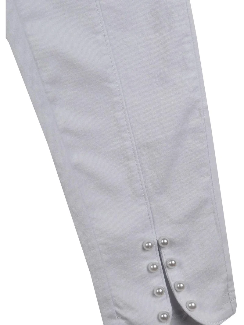 Pantaloni bianchi con perle - bianco