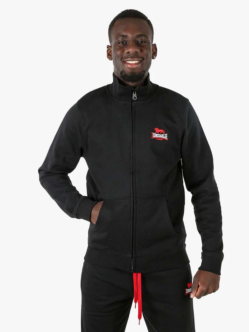 Felpa sportiva da uomo con zip intera - nero