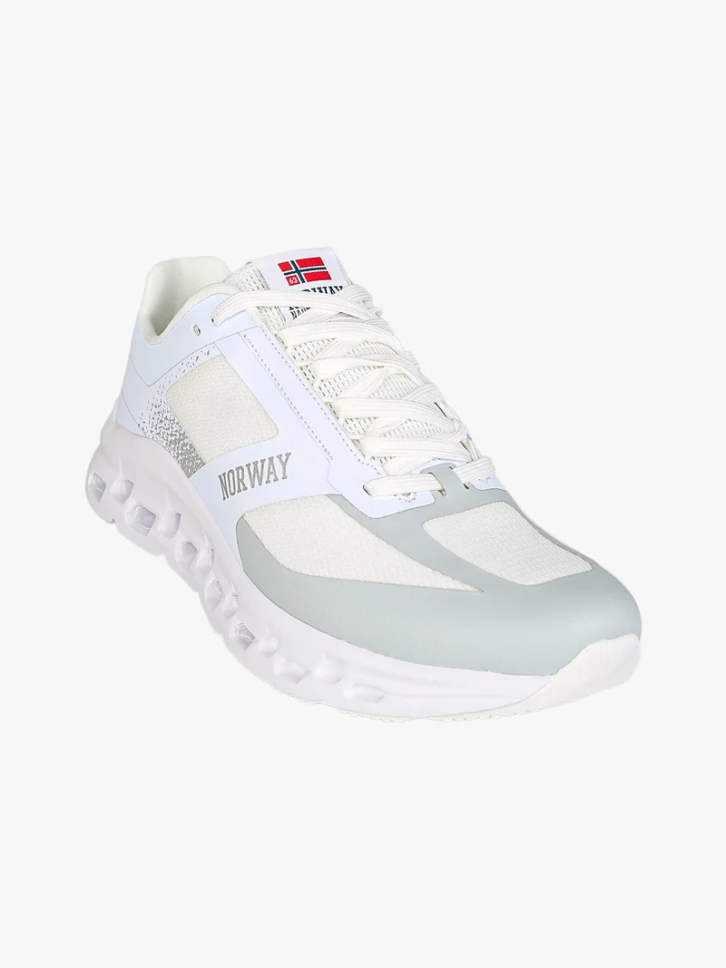 Sneakers sportive da uomo con intersuola geometrica - bianco