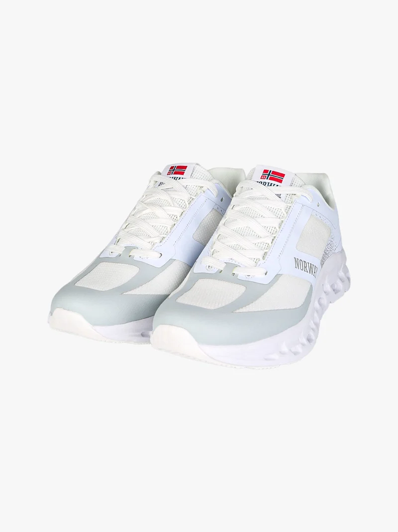 Sneakers sportive da uomo con intersuola geometrica - bianco