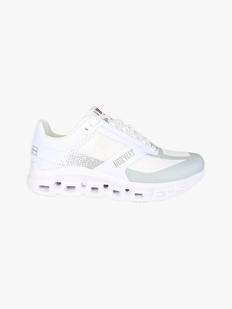 Sneakers sportive da uomo con intersuola geometrica - bianco