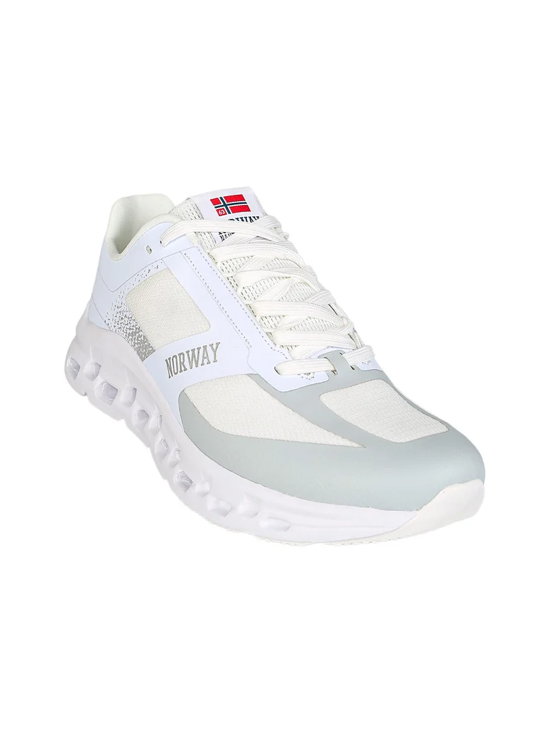 Sneakers sportive da uomo con intersuola geometrica - bianco